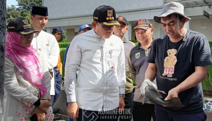 Petugas Gabungan Gelar Kerja Bakti Tangkap Ikan Sapu-sapu di depan Kali Mal Plaza Indonesia